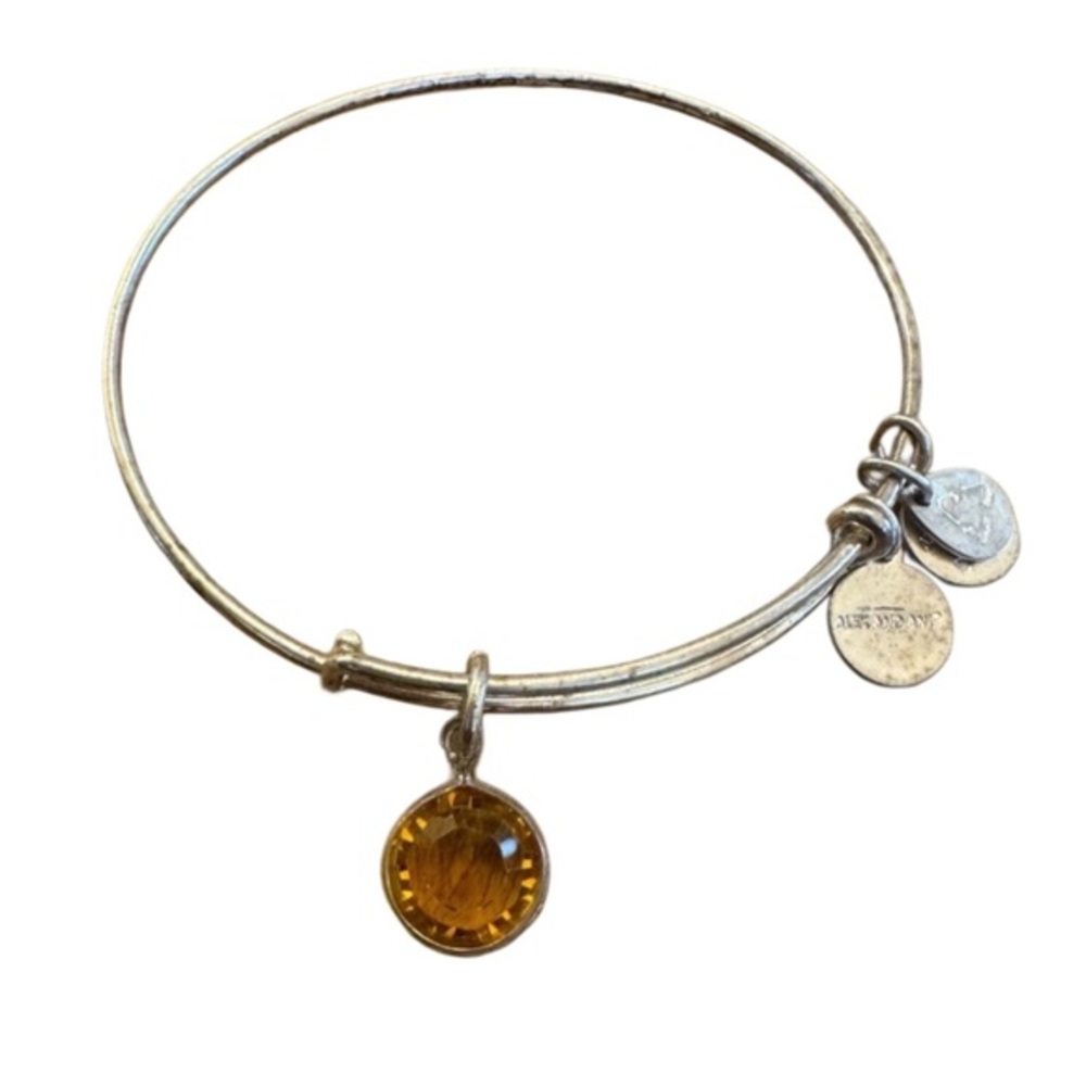 Alex and Ani Silver Bracelet with Amber Crystal Charm